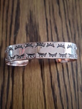 Copper Cuff Bracelet Southwestern Stamped Design